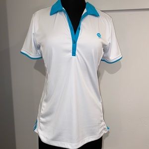 White lotto women’s golf tee with blue lining